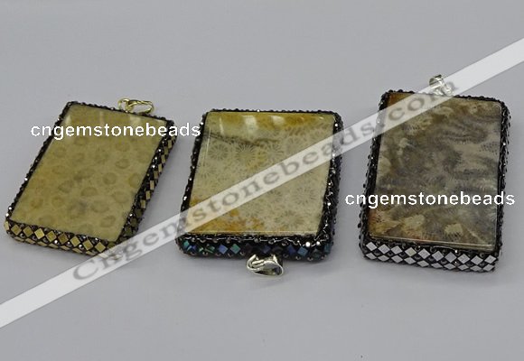 CGP3423 35*60mm - 40*50mm rectangle fossil coral pendants