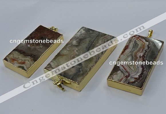 CGP3427 25*45mm - 30*55mm rectangle crazy lace agate pendants