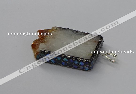 CGP3432 30*45mm - 28*60mm freeform druzy citrine pendants