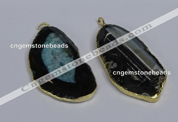 CGP3439 36*70mm - 40*80mm freeform druzy agate pendants wholesale