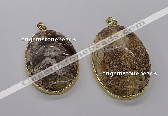 CGP3442 35*50mm - 40*55mm oval ocean agate pendants