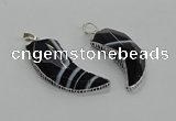 CGP3458 16*30mm - 18*40mm horn black agate pendants