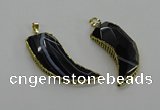 CGP3459 16*30mm - 18*40mm horn black agate pendants