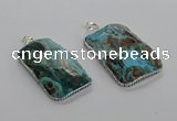 CGP3464 34*45mm - 35*55mm faceted rectangle ocean agate pendants