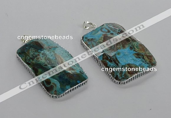 CGP3464 34*45mm - 35*55mm faceted rectangle ocean agate pendants