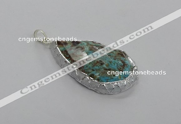 CGP3474 30*40mm - 35*50mm faceted flat teardrop ocean agate pendants