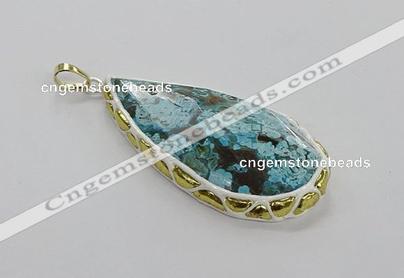 CGP3475 30*50mm - 35*55mm faceted flat teardrop ocean agate pendants