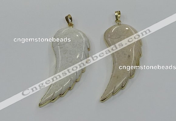 CGP3491 22*45mm - 25*50mm wing-shaped fossil coral pendants