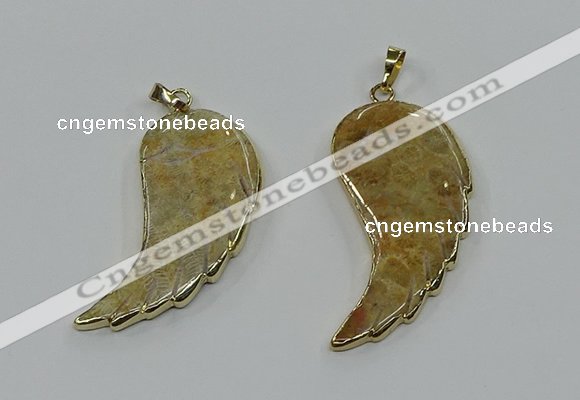 CGP3492 22*45mm - 25*50mm wing-shaped fossil coral pendants