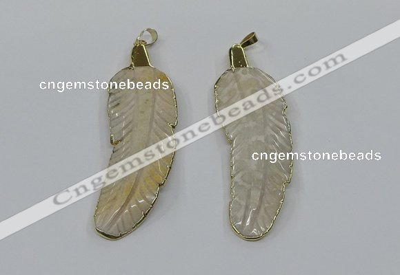 CGP3500 22*60mm - 25*65mm feather fossil coral pendants