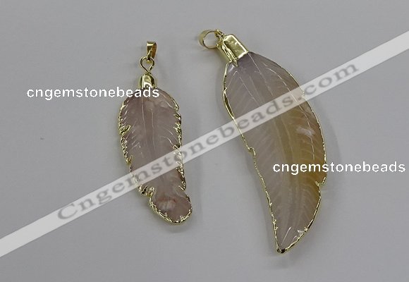 CGP3513 20*45mm - 25*65mm wing-shaped agate pendants