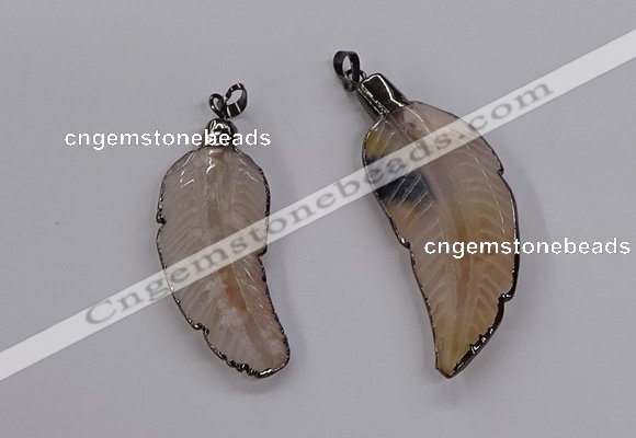CGP3514 20*45mm - 25*65mm wing-shaped agate pendants