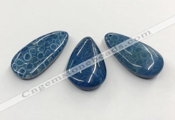 CGP3546 22*45mm - 25*50mm flat teardrop chrysanthemum agate slab pendants