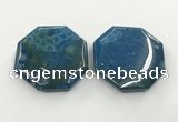 CGP3549 50mm - 53mm octagonal chrysanthemum agate slab pendants