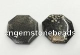 CGP3551 50mm - 53mm octagonal chrysanthemum agate slab pendants