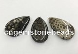 CGP3553 28*48mm - 30*50mm flat teardrop chrysanthemum agate slab pendants