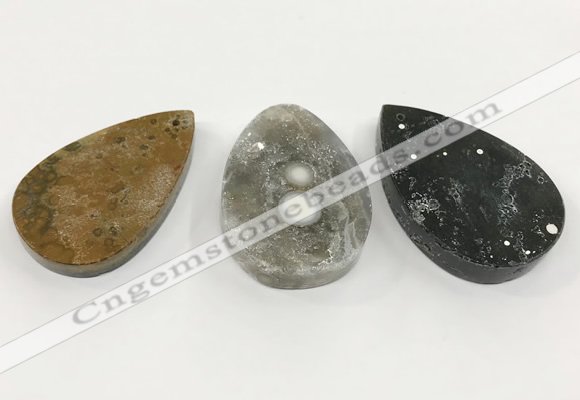 CGP3559 32*48mm - 40*60mm flat teardrop ocean agate slab pendants