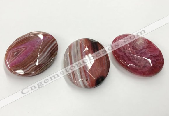 CGP3577 40*50mm faceted oval agate pendants wholesale