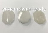 CGP3605 35*45mm faceted octagonal white jade pendants wholesale