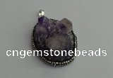 CGP365 30*40mm - 35*45mm freeform crystal glass & amethyst pendants