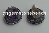 CGP366 30*40mm - 35*45mm freeform crystal glass & amethyst pendants