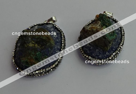 CGP367 30*40mm - 35*45mm freeform crystal glass & gemstone pendants