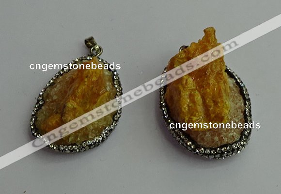 CGP369 30*40mm - 35*45mm freeform crystal glass & gemstone pendants