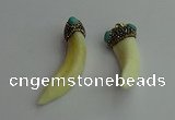 CGP387 10*55mm - 15*60mm horn wolf tooth & turquoise pendants