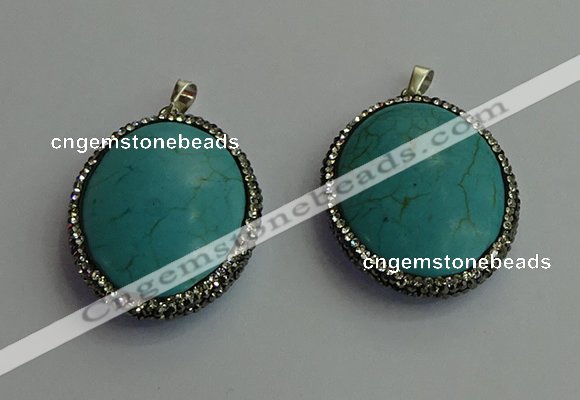 CGP405 30*40mm - 35*45mm oval turquoise pendants wholesale