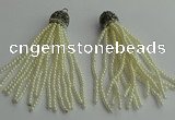 CGP418 3mm round handmade glass beaded tassel pendants wholesale