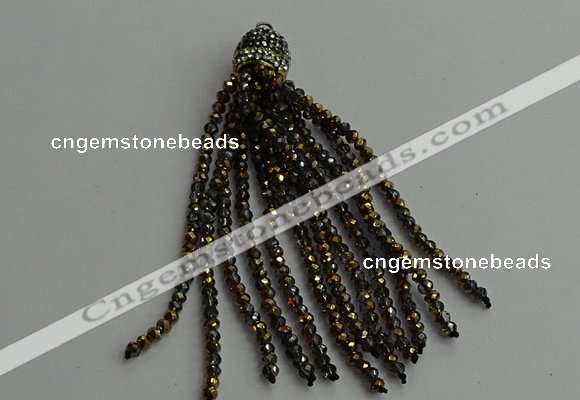 CGP427 2*3mm faceted rondelle handmade chinese crystal tassel pendants