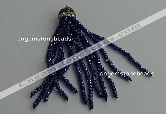 CGP428 2*3mm faceted rondelle handmade chinese crystal tassel pendants