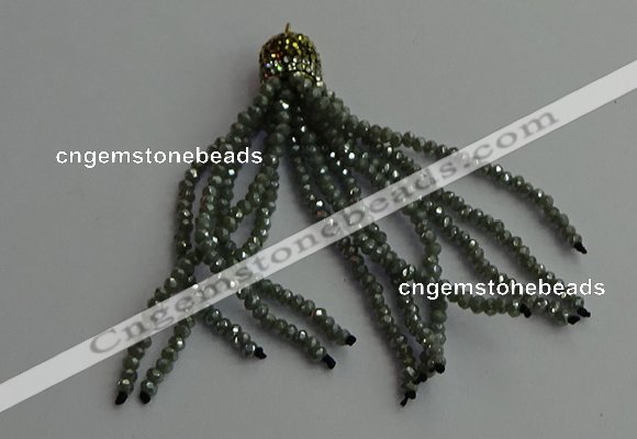 CGP438 2*3mm faceted rondelle handmade chinese crystal tassel pendants