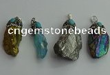 CGP500 15*30mm - 25*40mm nugget plated quartz pendants wholesale