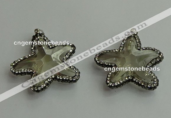 CGP506 35*35mm star crystal glass pendants wholesale