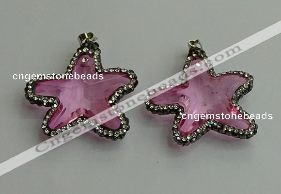 CGP508 35*35mm star crystal glass pendants wholesale