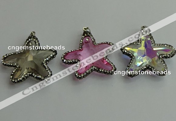 CGP509 35*35mm star crystal glass pendants wholesale