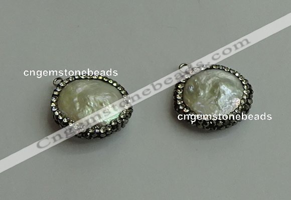 CGP545 16mm - 18mm flat round pearl pendants wholesale