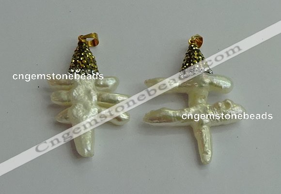 CGP548 25*35mm - 30*40mm freeform pearl pendants wholesale