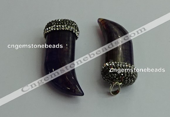 CGP582 16*50mm - 18*55mm oxhorn agate pendants wholesale