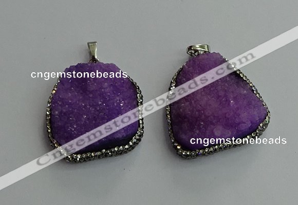 CGP592 25*40mm - 30*45mm freeform druzy agate gemstone pendants