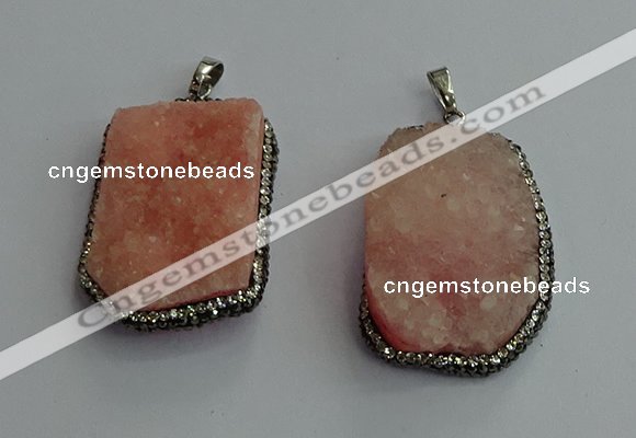 CGP593 25*40mm - 30*45mm freeform druzy agate gemstone pendants