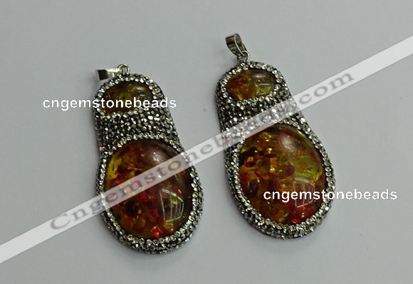 CGP610 35*50mm - 35*55mm freeform synthetic amber pendants