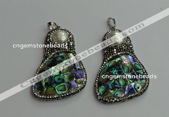 CGP612 35*55mm freeform abalone shell & shell pearl pendants