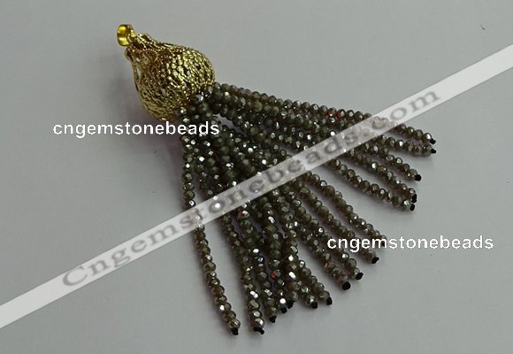 CGP673 2*3mm faceted rondelle handmade chinese crystal tassel pendants