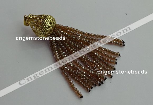 CGP674 2*3mm faceted rondelle handmade chinese crystal tassel pendants