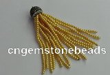 CGP678 3mm round handmade glass beaded tassel pendants wholesale