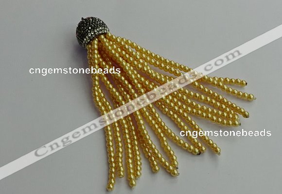 CGP678 3mm round handmade glass beaded tassel pendants wholesale