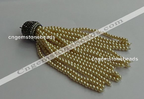 CGP718 3mm round handmade glass beaded tassel pendants wholesale