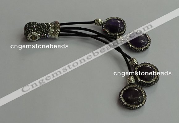 CGP724 16mm - 18mm coin amethyst tassel pendants wholesale